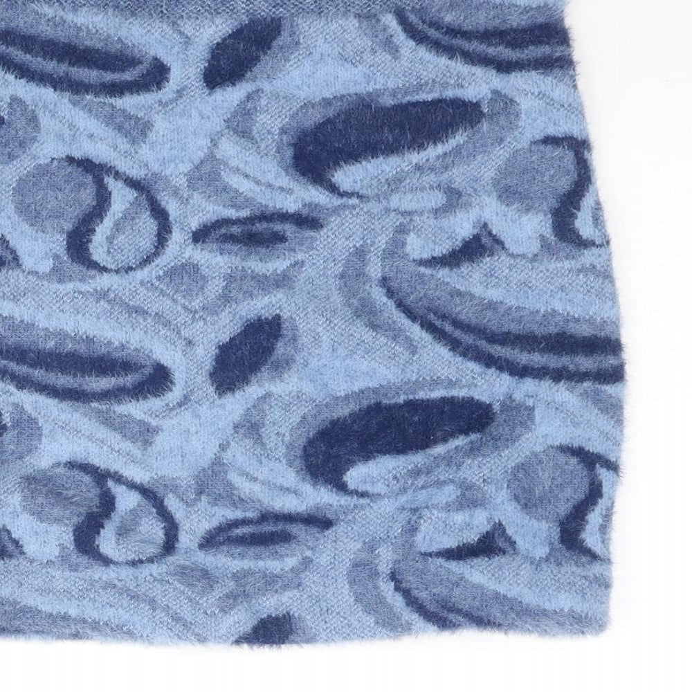 Zara Womens Blue Geometric Polyamide Mini Skirt Size S