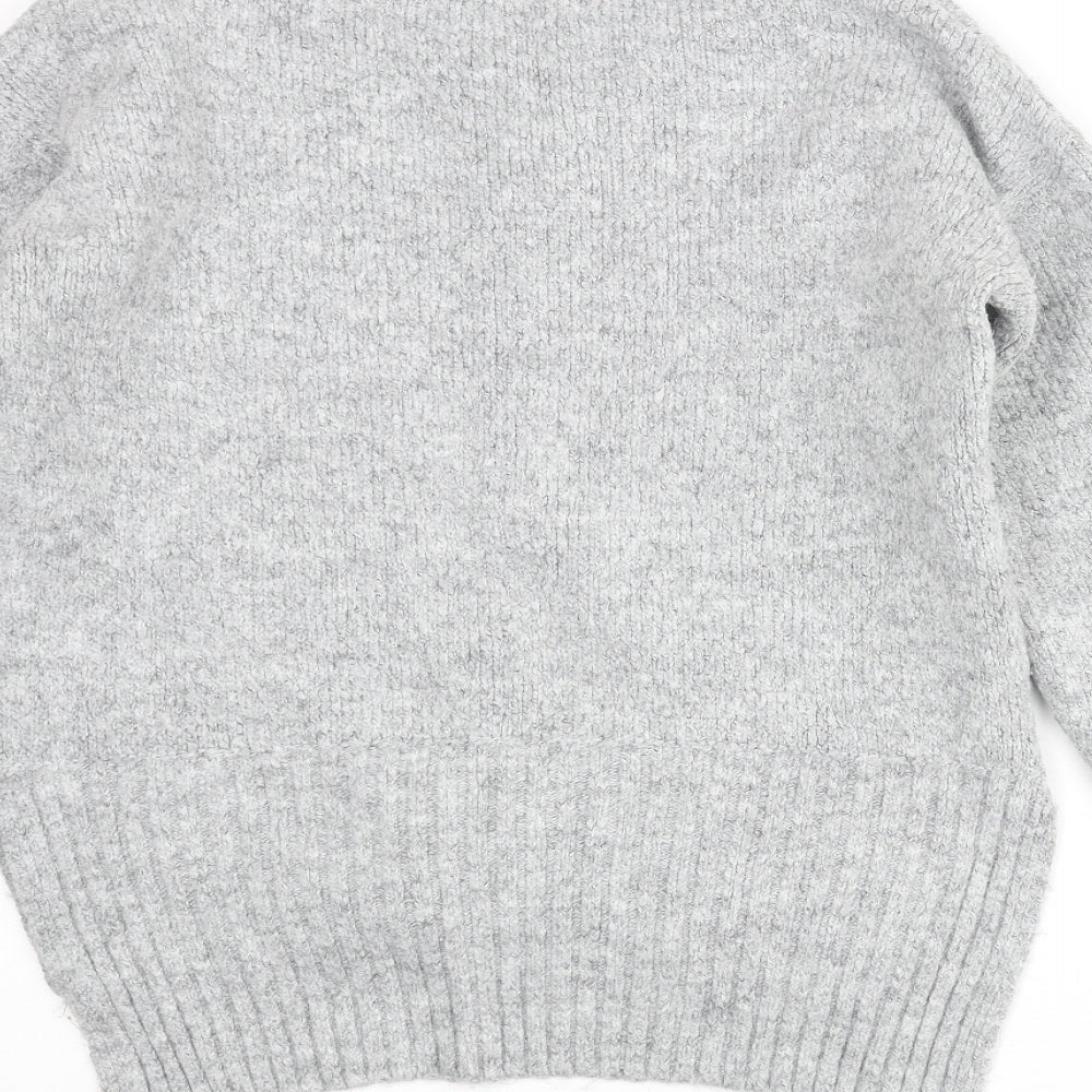 NEXT Womens Grey V-Neck Acrylic Pullover Jumper Size S