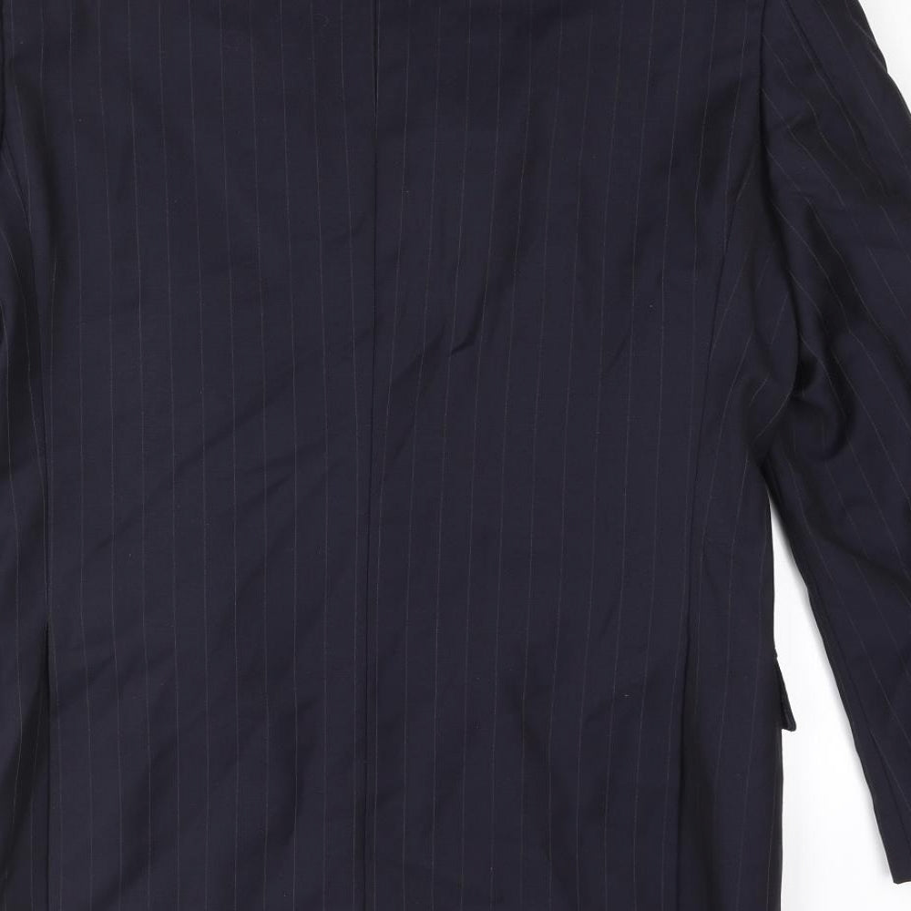 Savoy Taylors Guild Mens Blue Striped Wool Jacket Blazer Size 38 Regular