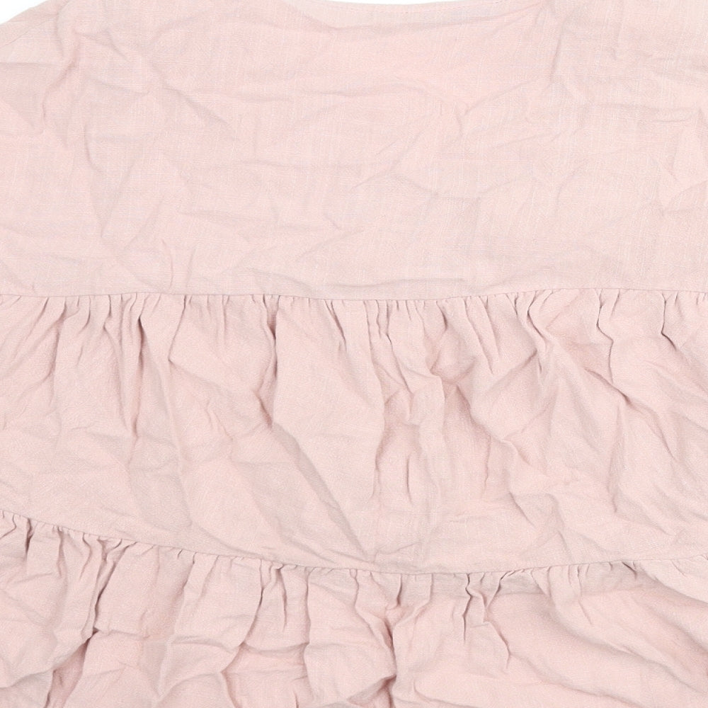 ASOS Womens Pink Polyester Basic Blouse Size 6 V-Neck - Smocked
