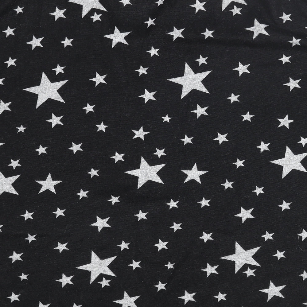 Look Again Womens Black V-Neck Geometric Polyester Pullover Jumper Size 16 - Star Print