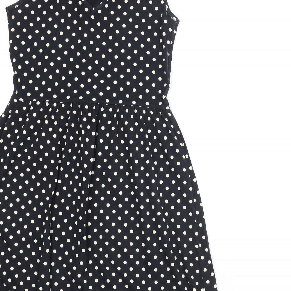 Only Womens Black Polka Dot Polyester A-Line Size S Round Neck Pullover