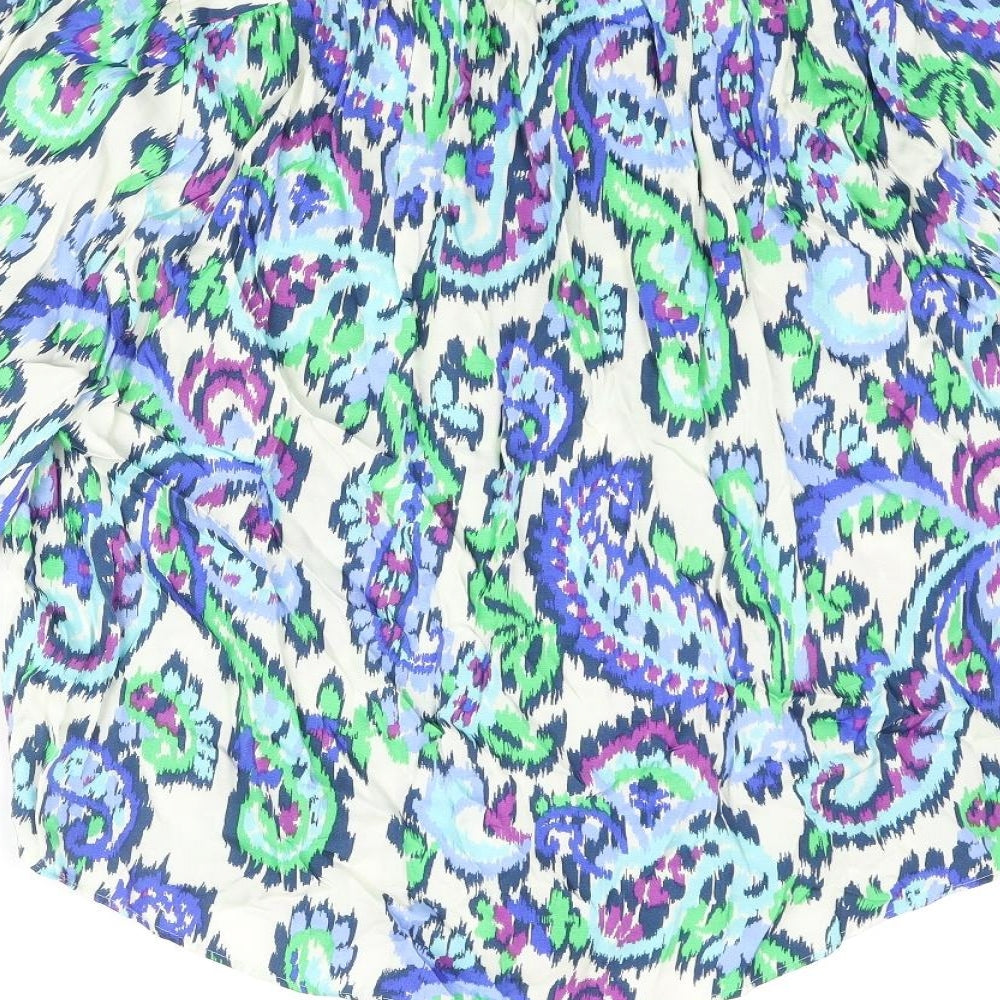 Zara Womens Multicoloured Paisley Viscose Basic Blouse Size XS Round Neck