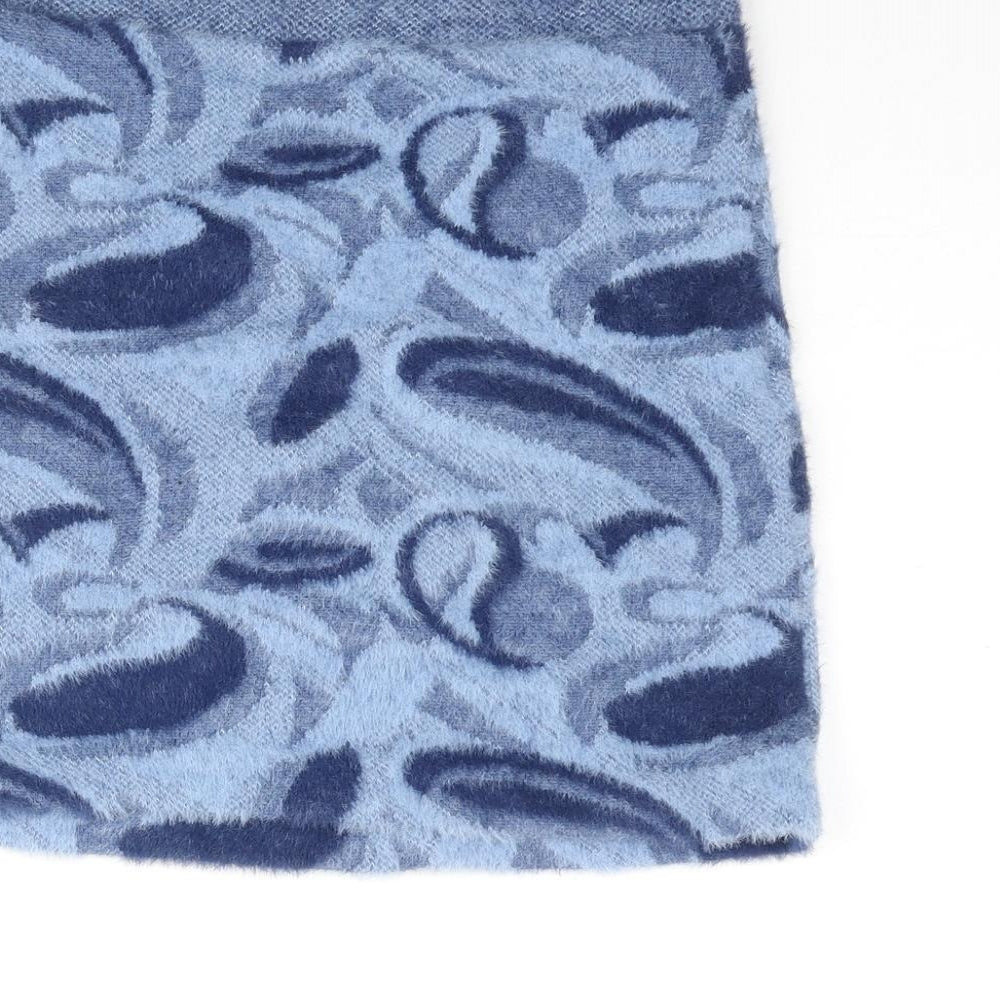 Zara Womens Blue Geometric Polyamide Mini Skirt Size M