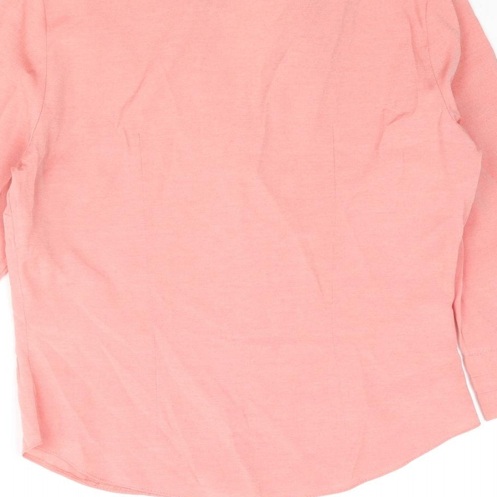 Wallis Womens Pink Viscose Basic Button-Up Size 10 Collared
