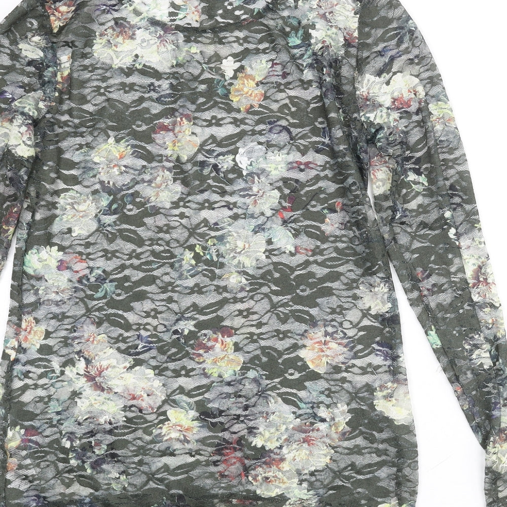 EDC Womens Green Polyester Basic Blouse Size M Round Neck