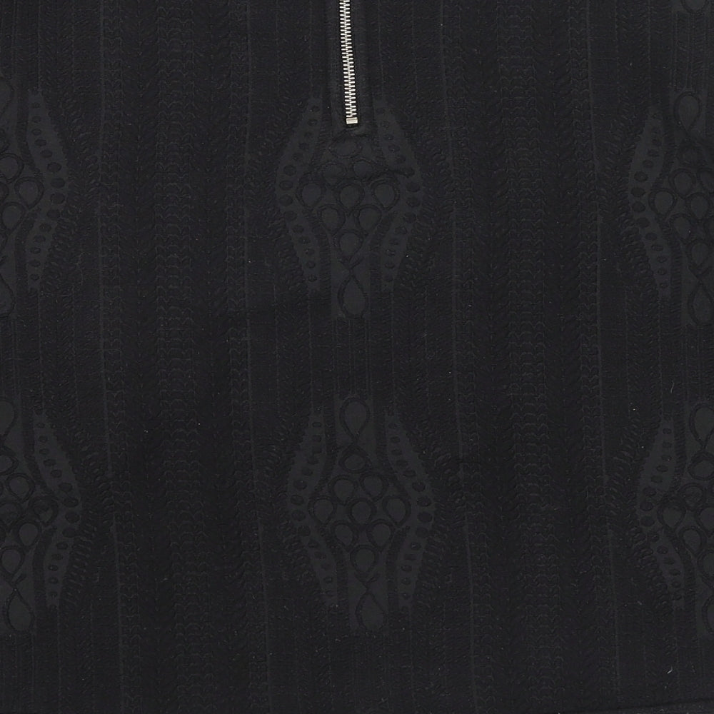 & Other Stories Womens Black Geometric Polyester Basic Blouse Size 8 Round Neck