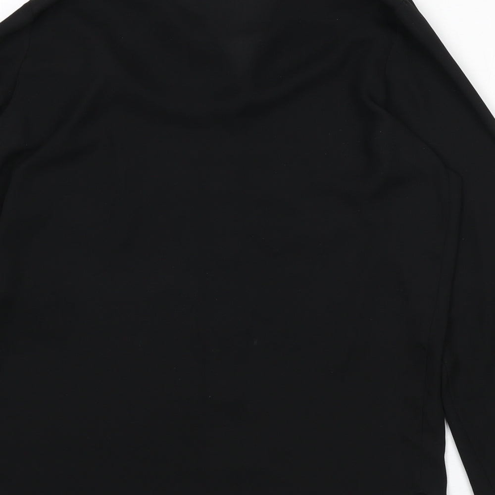 ASOS Womens Black Polyester Basic Button-Up Size 8 Collared