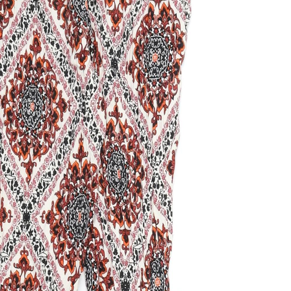 Dorothy Perkins Womens Multicoloured Geometric Viscose Trousers Size 8 L25 in Regular - Belt Included