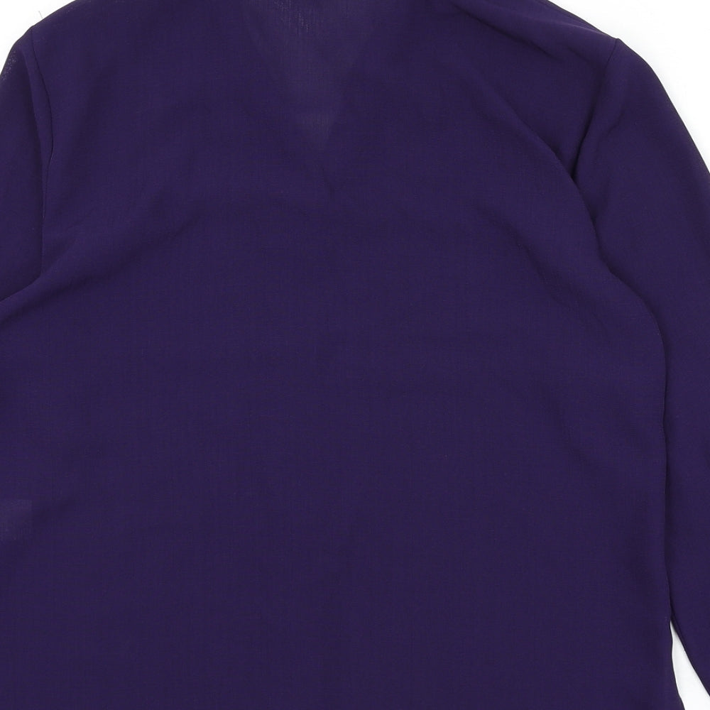 Chanade Womens Purple Polyester Basic Button-Up Size 12 Collared
