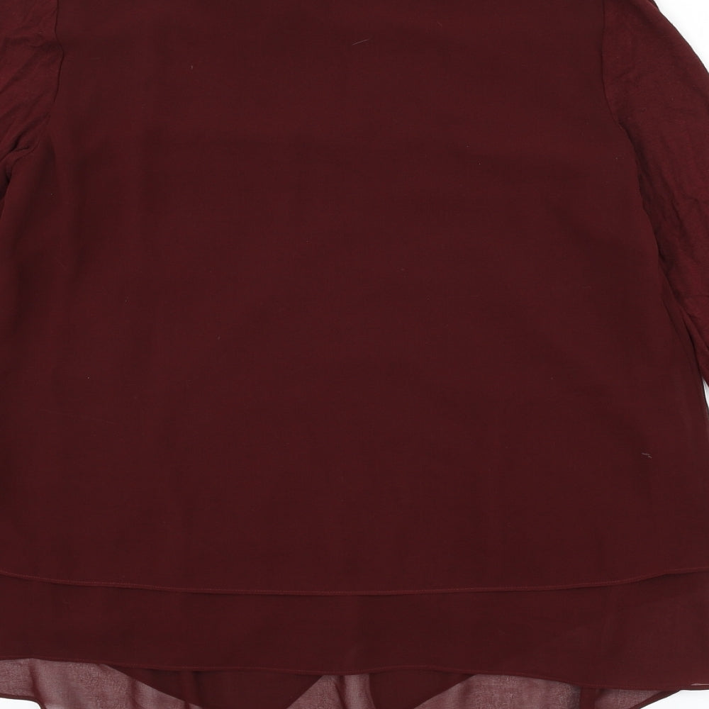 Phase Eight Womens Red Polyester Basic Blouse Size 10 V-Neck