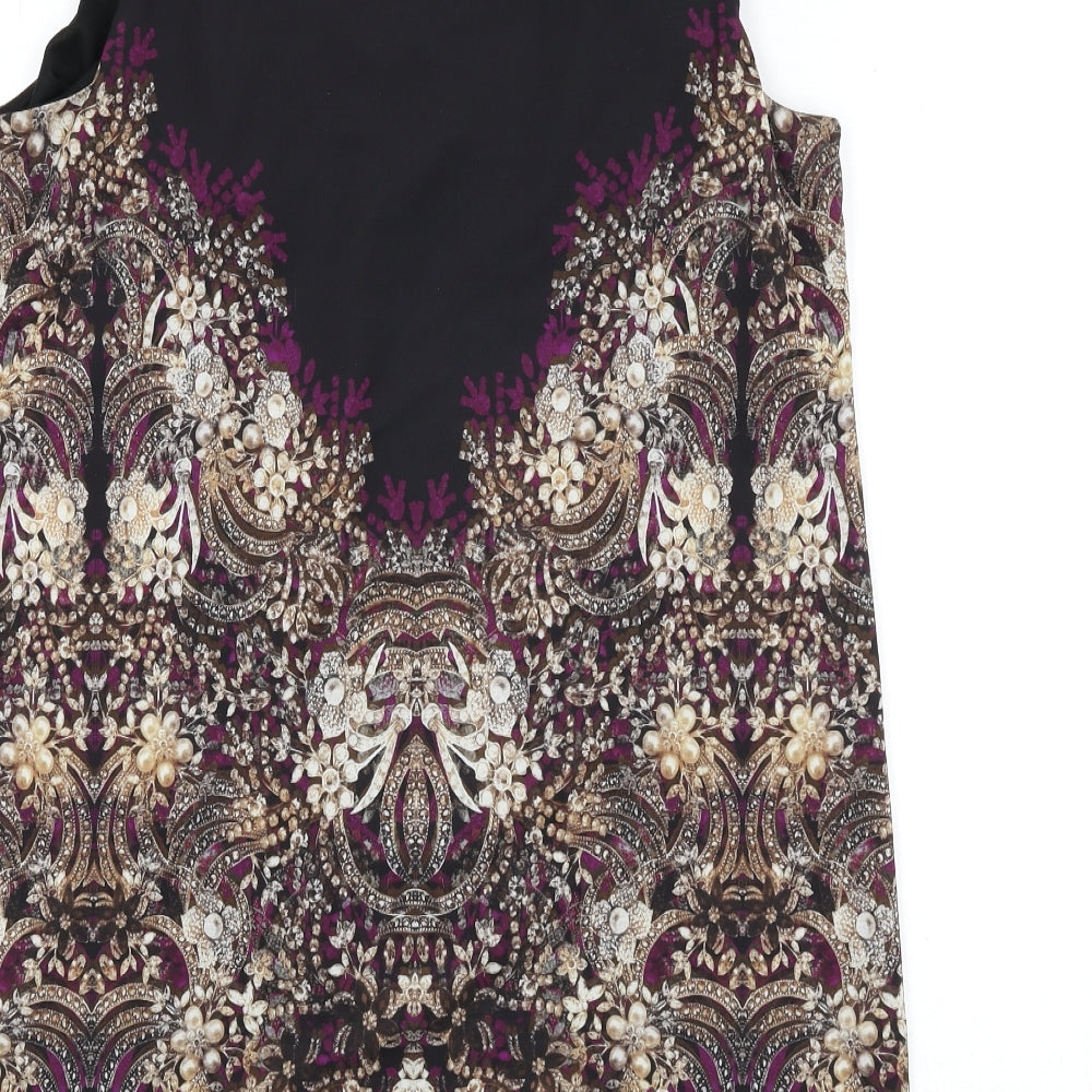 Julien Macdonald Womens Multicoloured Geometric Polyester Sheath Size 16 Round Neck Pullover - Keyhole Cut Out, Beaded