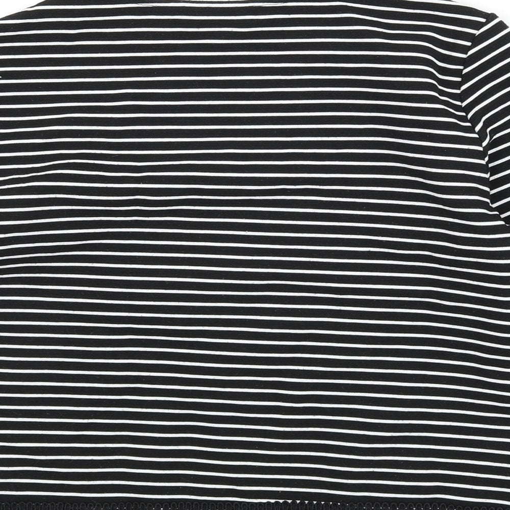 New Look Womens Black Striped Polyester Basic T-Shirt Size 10 Round Neck - Lace Trim