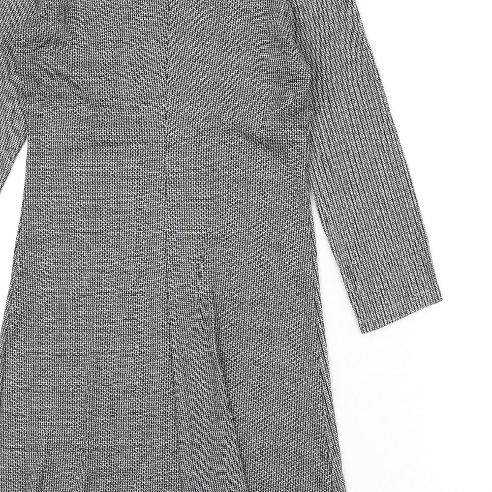 Mango Womens Black Houndstooth Polyester A-Line Size 2XS Collared Pullover