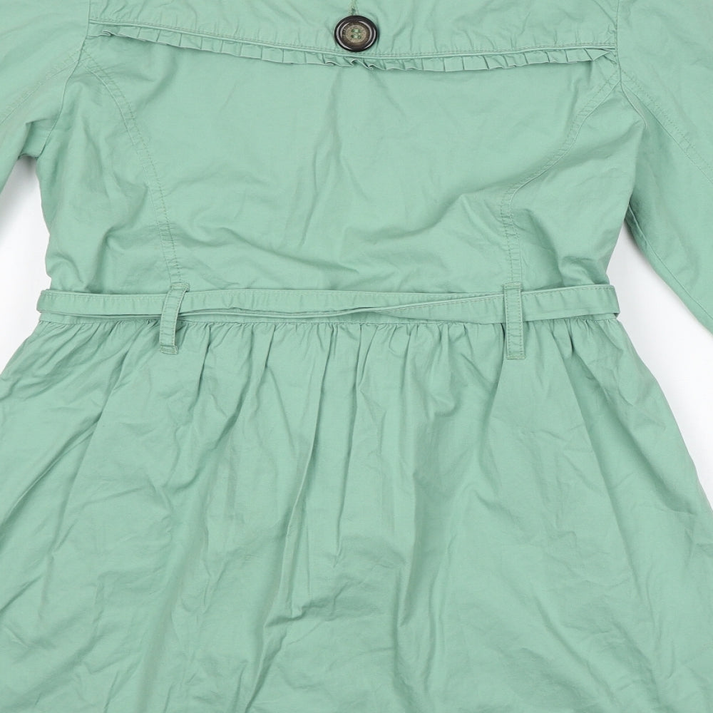 New Look Womens Green Overcoat Coat Size 14 Button