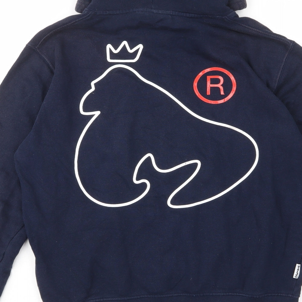 Money Mens Blue Cotton Pullover Hoodie Size M - Logo, Pockets