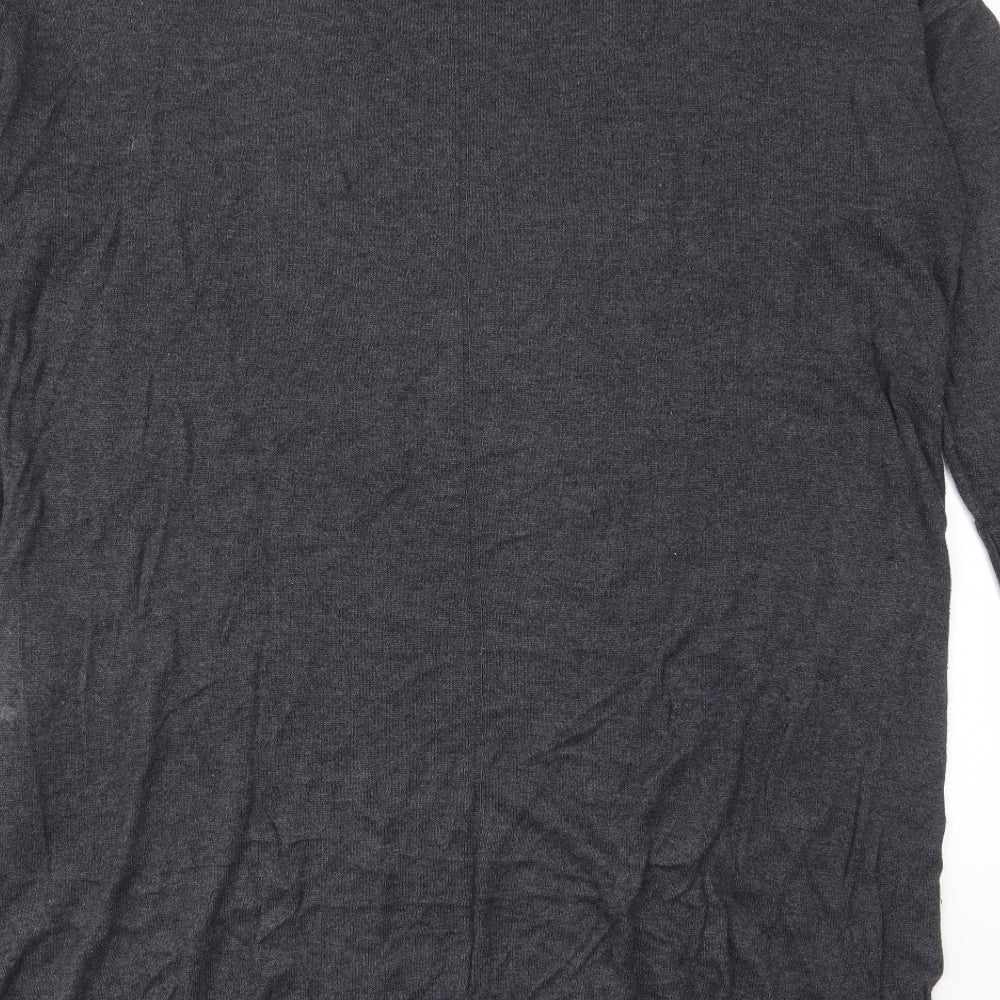 H&M Womens Grey Cotton Jumper Dress Size M Crew Neck Pullover