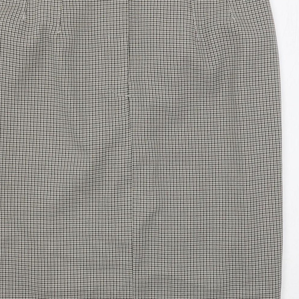 Marks & Spencer Womens Beige Geometric Polyester Straight & Pencil Skirt Size 16 Button - Lined