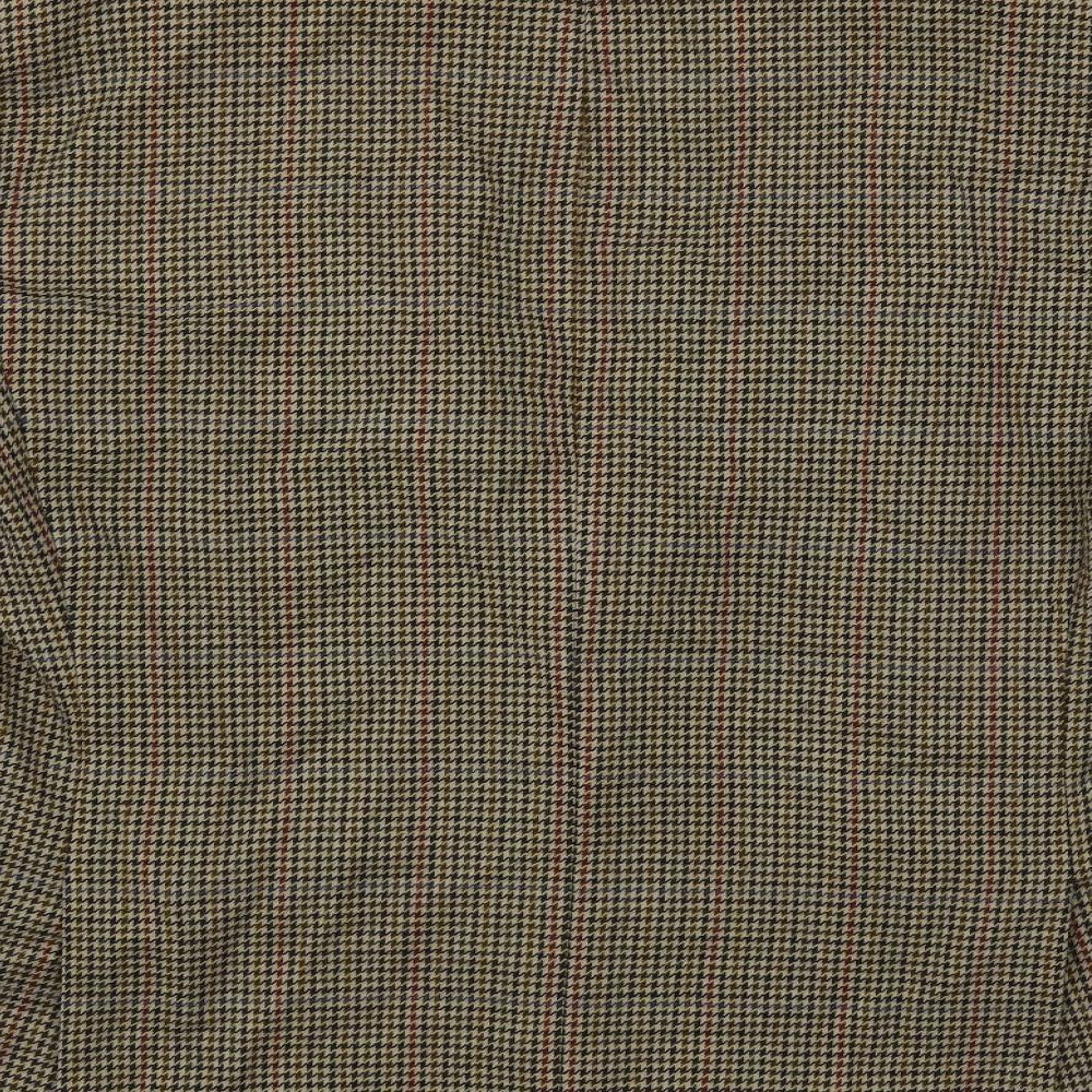 St Michael Mens Brown Geometric Wool Jacket Blazer Size 42 Regular