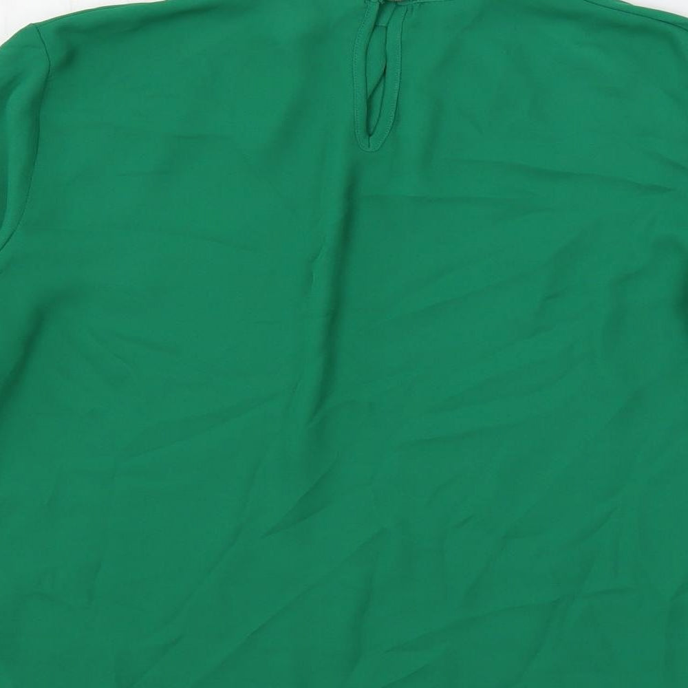 Dorothy Perkins Womens Green Polyester Basic Blouse Size 4 Mock Neck - Neckline Detail