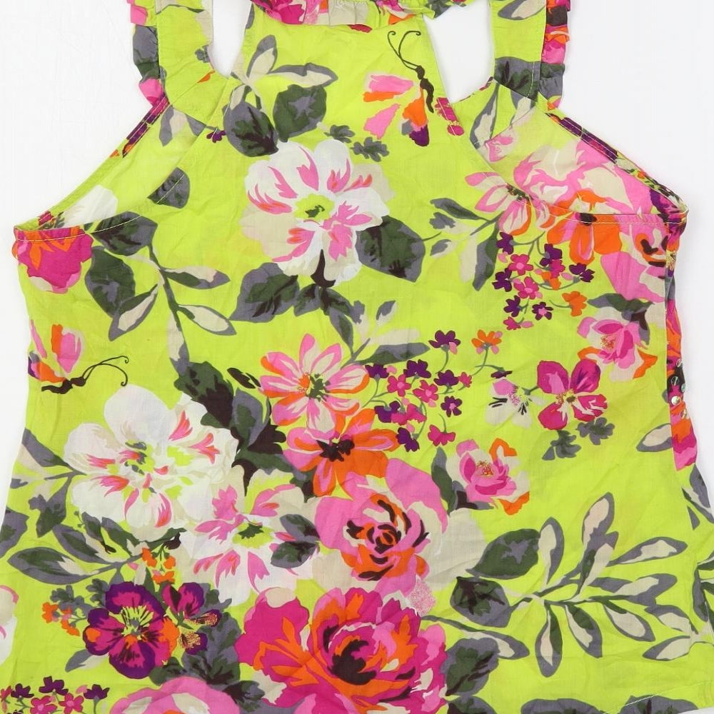 NEXT Womens Multicoloured Floral Cotton Basic Blouse Size 8 V-Neck - Sequin