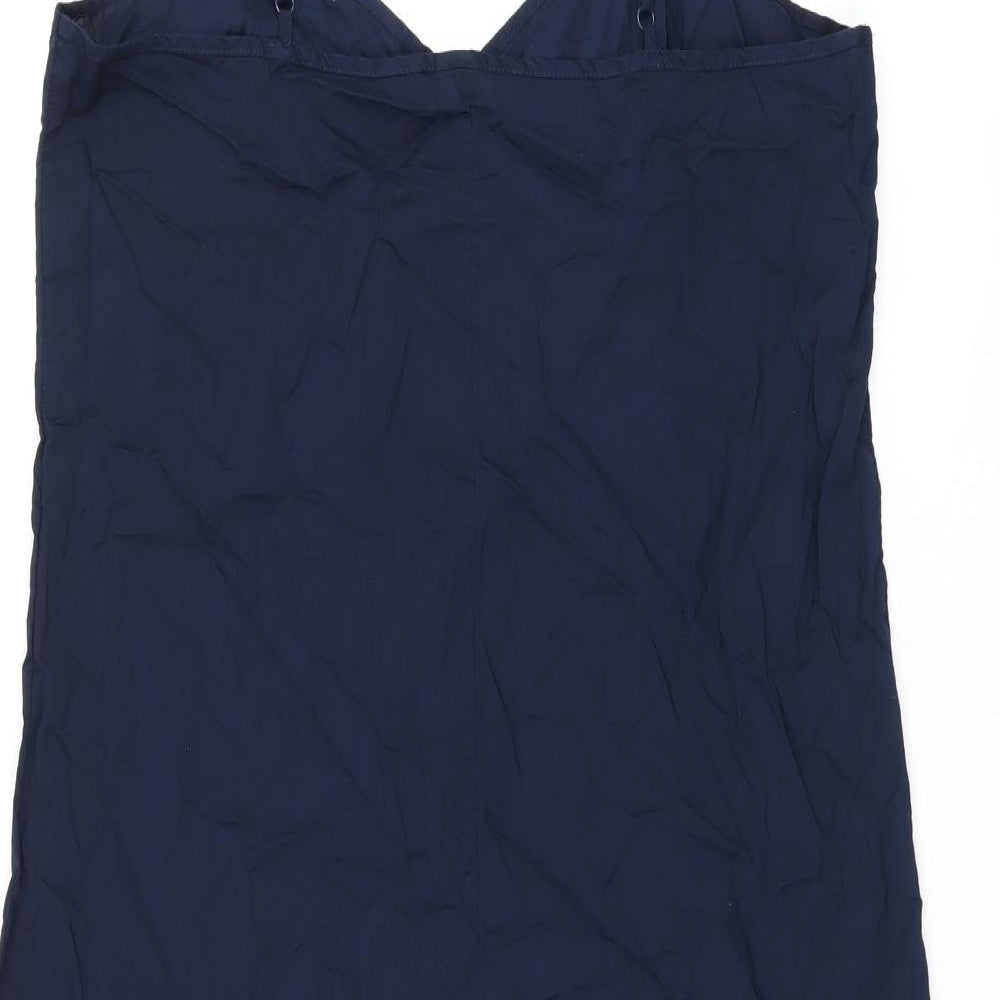 Marks & Spencer Womens Blue Cotton Tank Dress Size 12 V-Neck Pullover