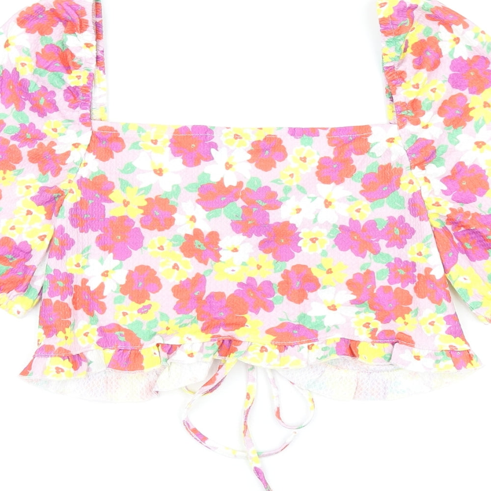 ASOS Womens Multicoloured Floral Polyester Cropped Tank Size 10 Sweetheart - Ruched