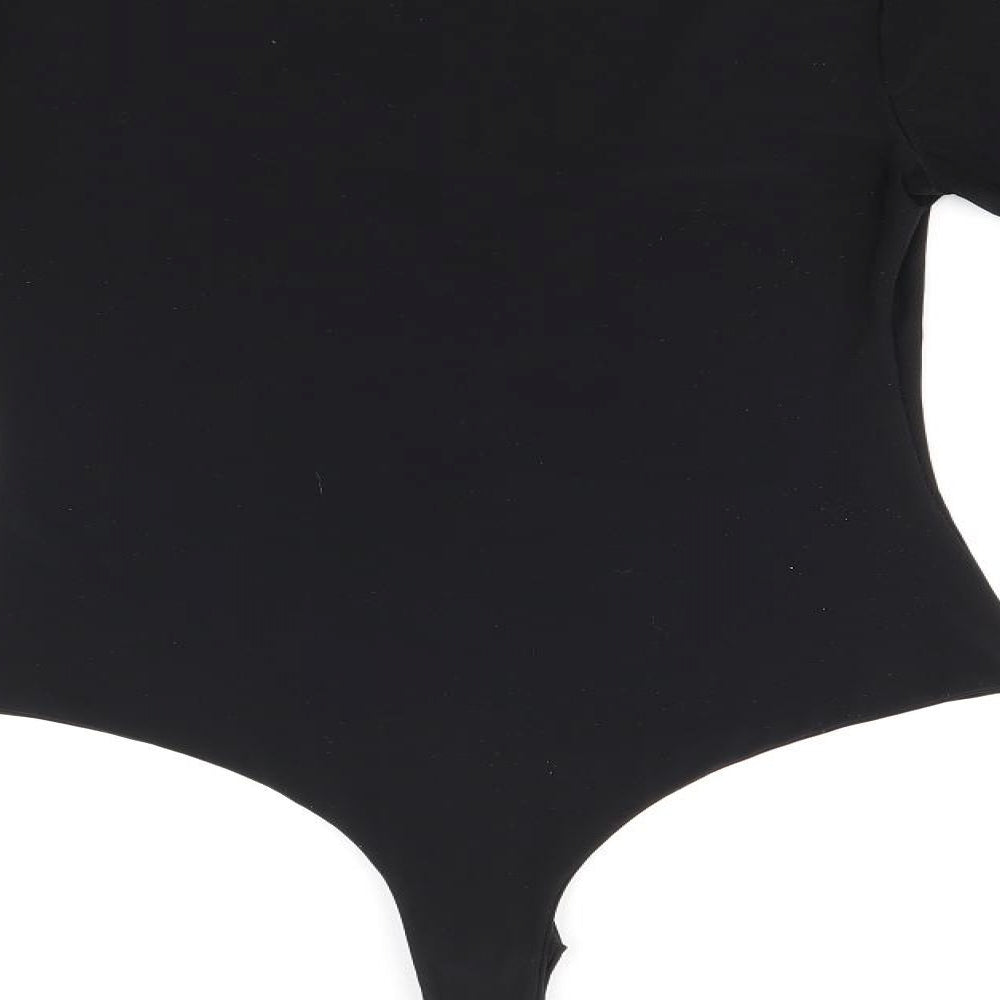 PRETTYLITTLETHING Womens Black Polyester Bodysuit One-Piece Size 8 Snap