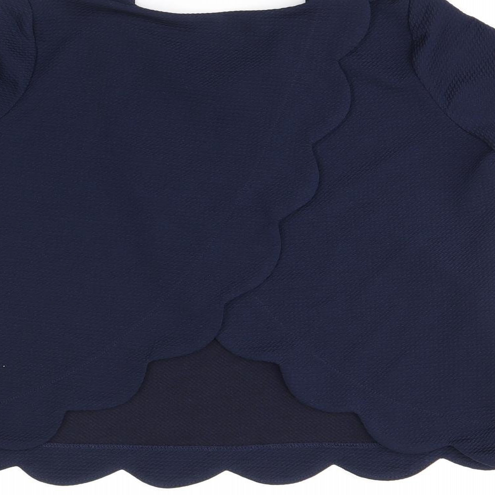 Monteau Womens Blue Polyester Basic T-Shirt Size XL V-Neck