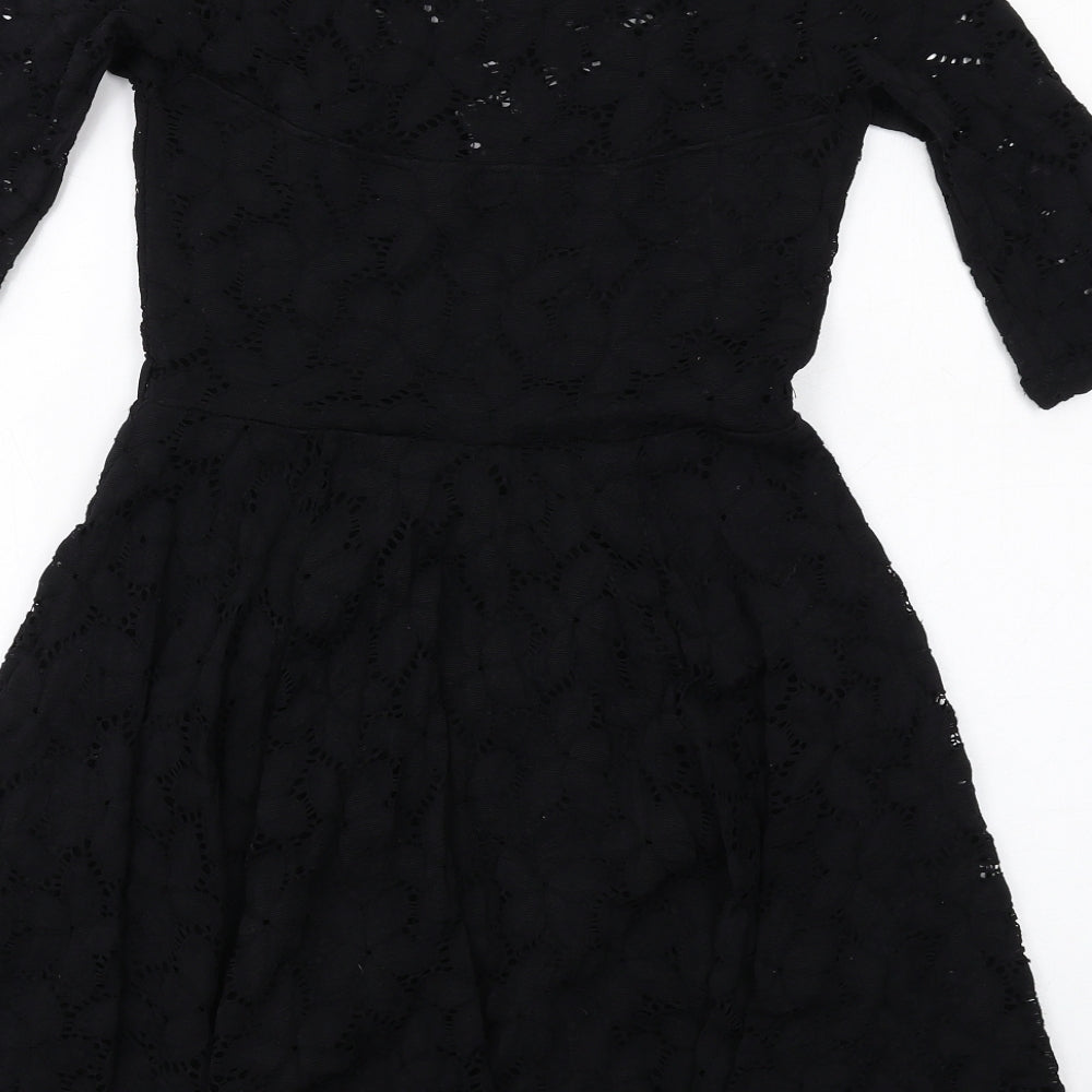 River Island Womens Black Nylon A-Line Size 10 Round Neck Pullover