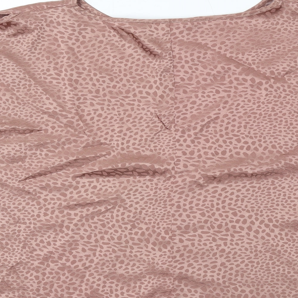 Dorothy Perkins Womens Brown Geometric Polyester Basic T-Shirt Size 14 Round Neck