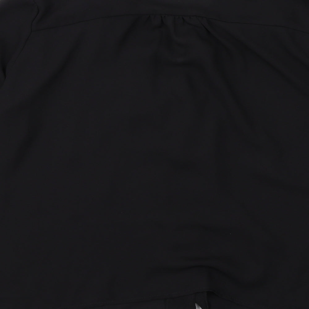 ASOS Womens Black Polyester Basic Button-Up Size 10 V-Neck