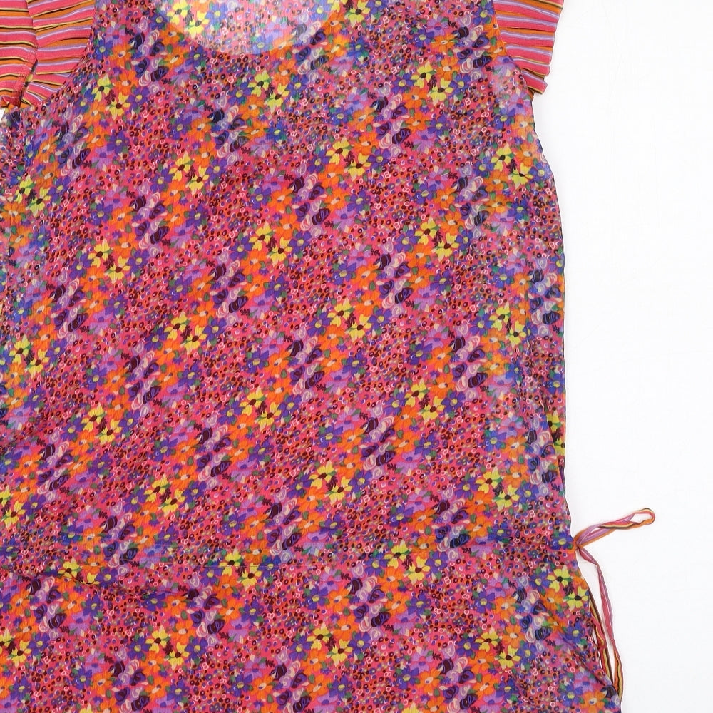 NEXT Womens Multicoloured Geometric Polyester Basic T-Shirt Size 10 Scoop Neck