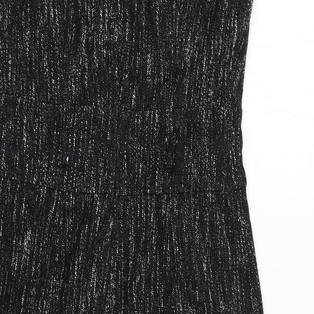 Principles Womens Black Cotton Pencil Dress Size 10 Round Neck Zip