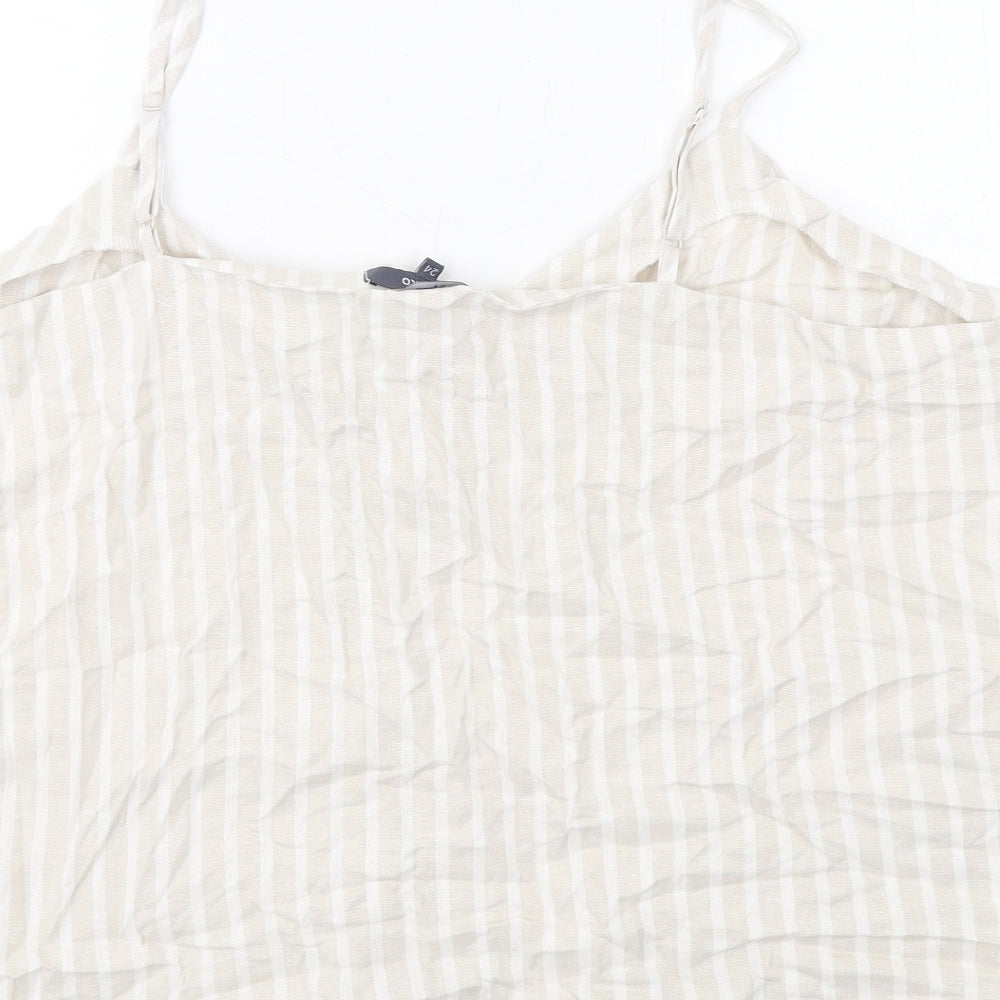 Studio Womens Beige Striped Viscose Camisole T-Shirt Size 24 V-Neck