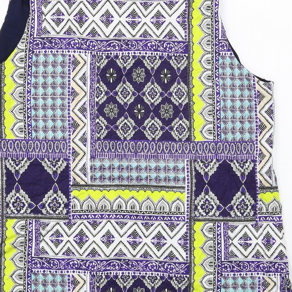 Wallis Womens Multicoloured Geometric Viscose Basic Tank Size 14 Scoop Neck
