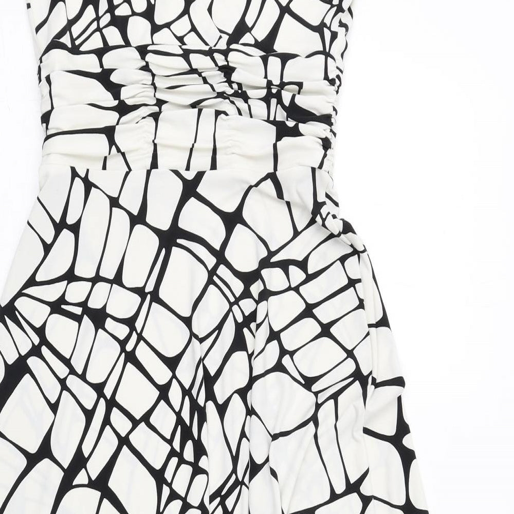 Principles Womens Black Geometric Polyester Tank Dress Size 10 V-Neck Pullover