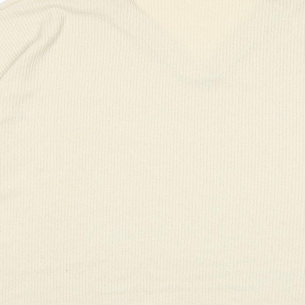 ASOS Womens Beige V-Neck Herringbone Polyester Pullover Jumper Size 12