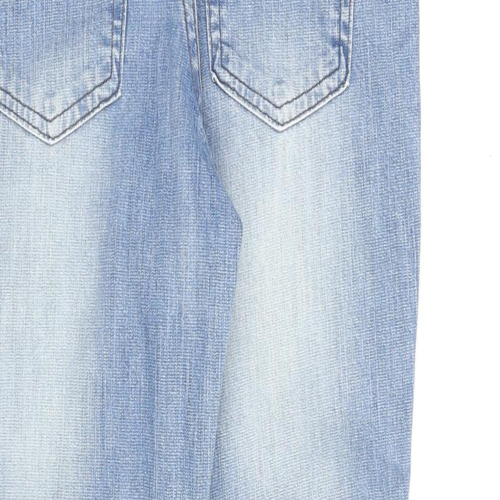 Marks & Spencer Womens Blue Cotton Straight Jeans Size 10 L28 in Regular Zip