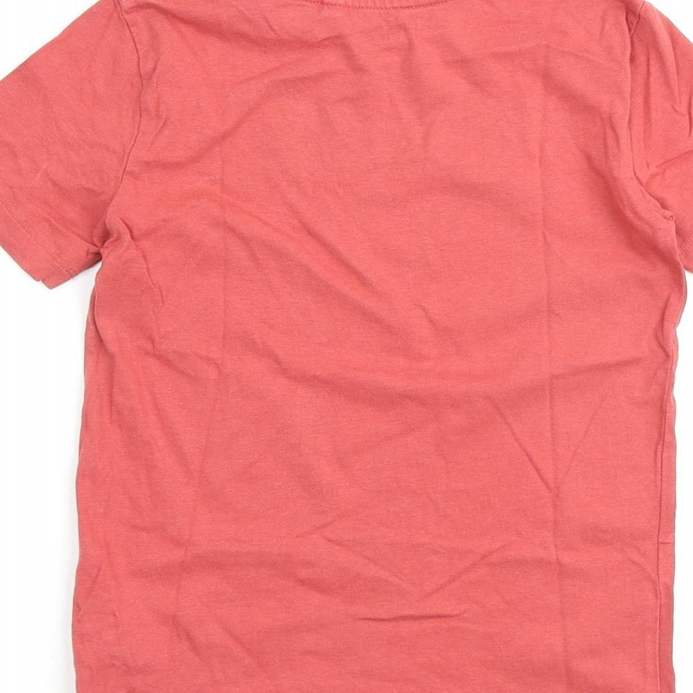 Next Boys Red 100% Cotton Basic T-Shirt Size 6 Years Round Neck Pullover