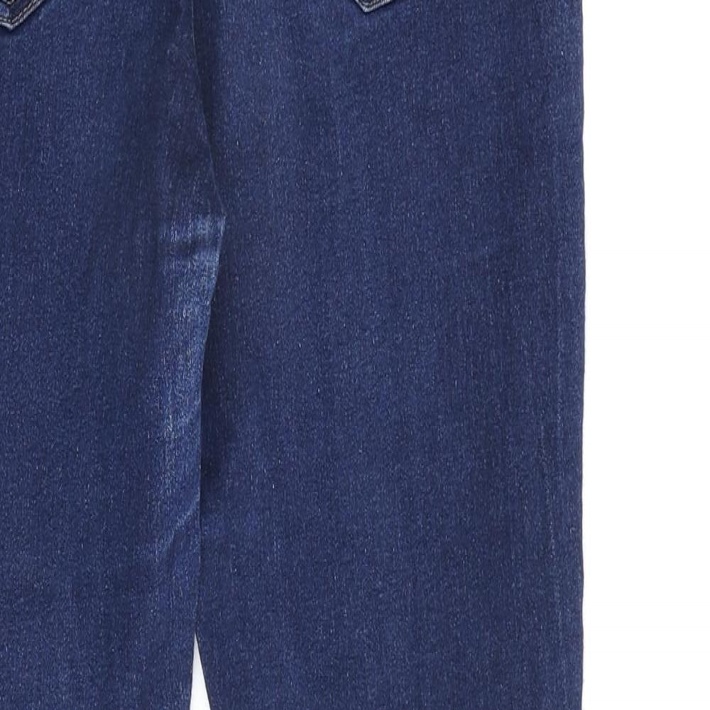 Next Womens Blue Cotton Skinny Jeans Size 12 L29 in Regular Zip
