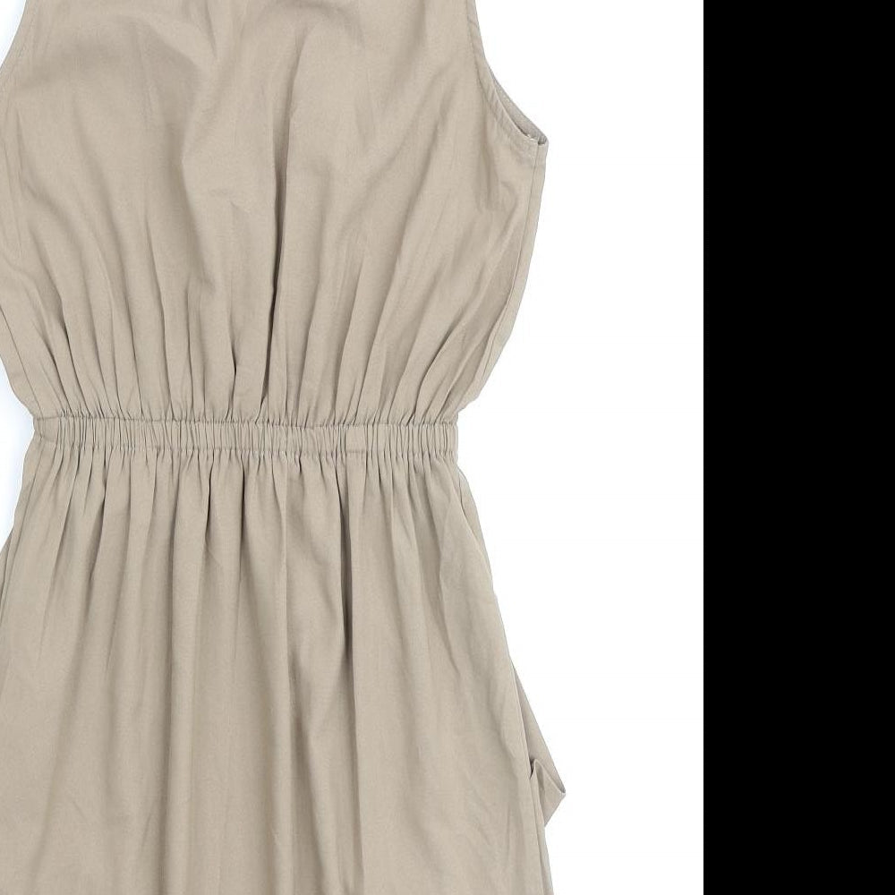 Glamorous Womens Beige Polyester A-Line Size 8 Round Neck Pullover