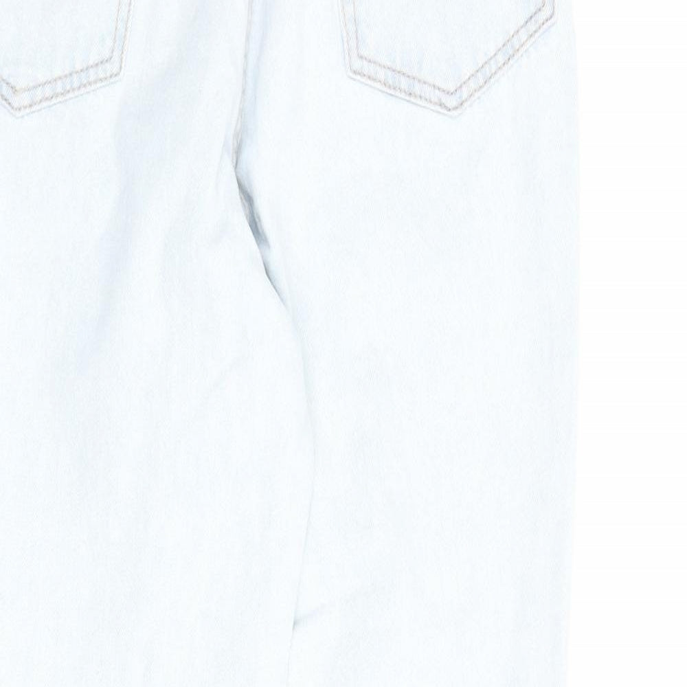 H&M Womens Blue Cotton Straight Jeans Size 6 L26 in Regular Zip