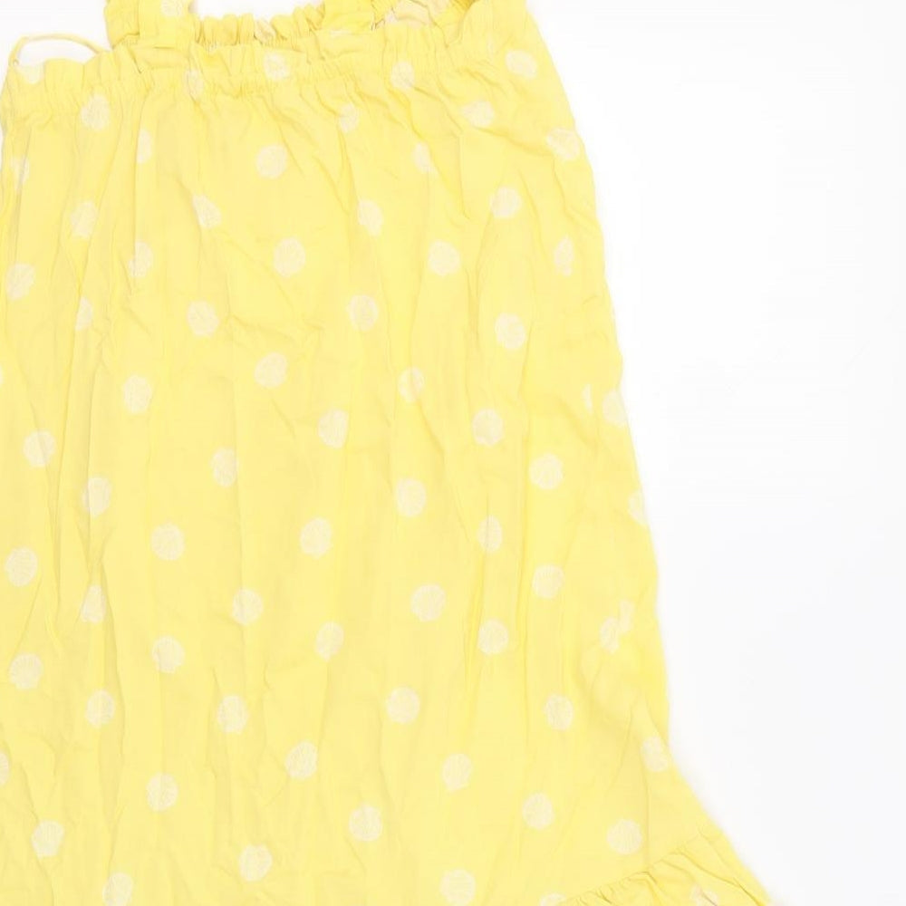 Marks & Spencer Womens Yellow Geometric Viscose Top Dress Size 6 - Sea Shells