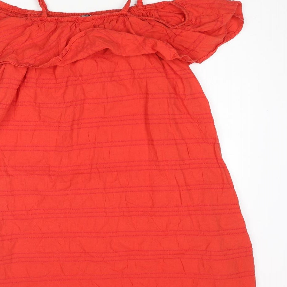Target Womens Red Cotton Mini Size 12 Square Neck Tie - Layered