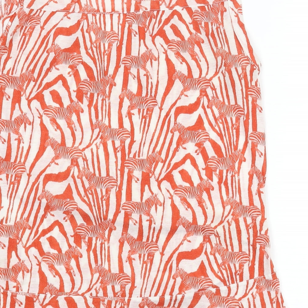 H&M Womens Orange Geometric Polyester Basic Blouse Size XS V-Neck - Zebra Print