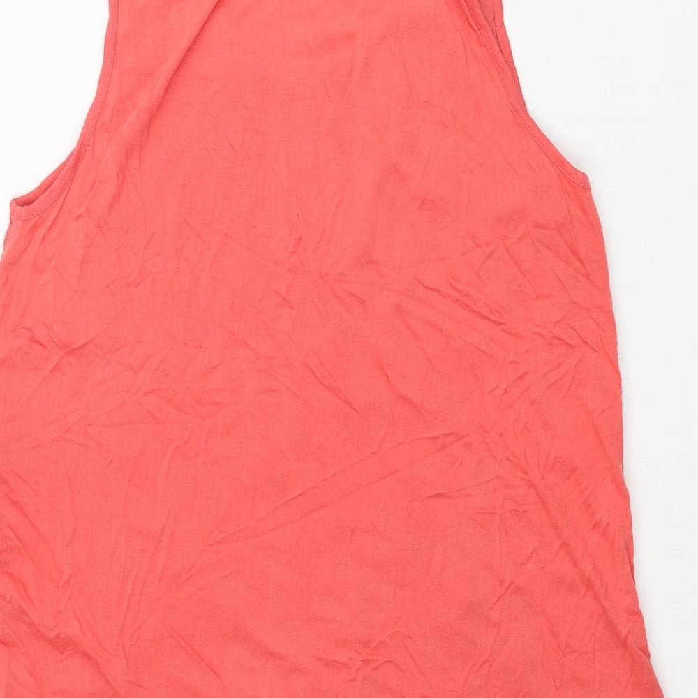 NEXT Womens Pink Cotton Camisole Blouse Size 12 Collared - Floral Lace Front