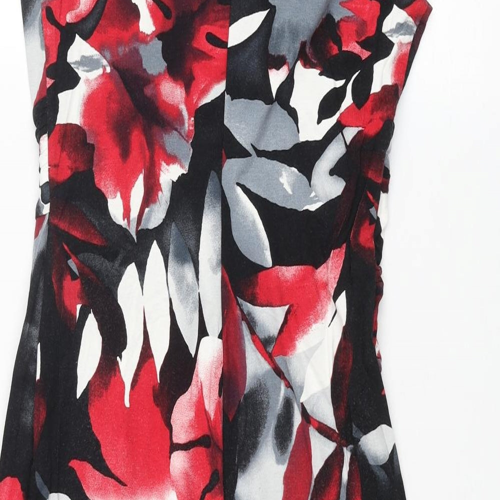 Roman Womens Multicoloured Geometric Viscose Pencil Dress Size 12 V-Neck Pullover - Leaf Print