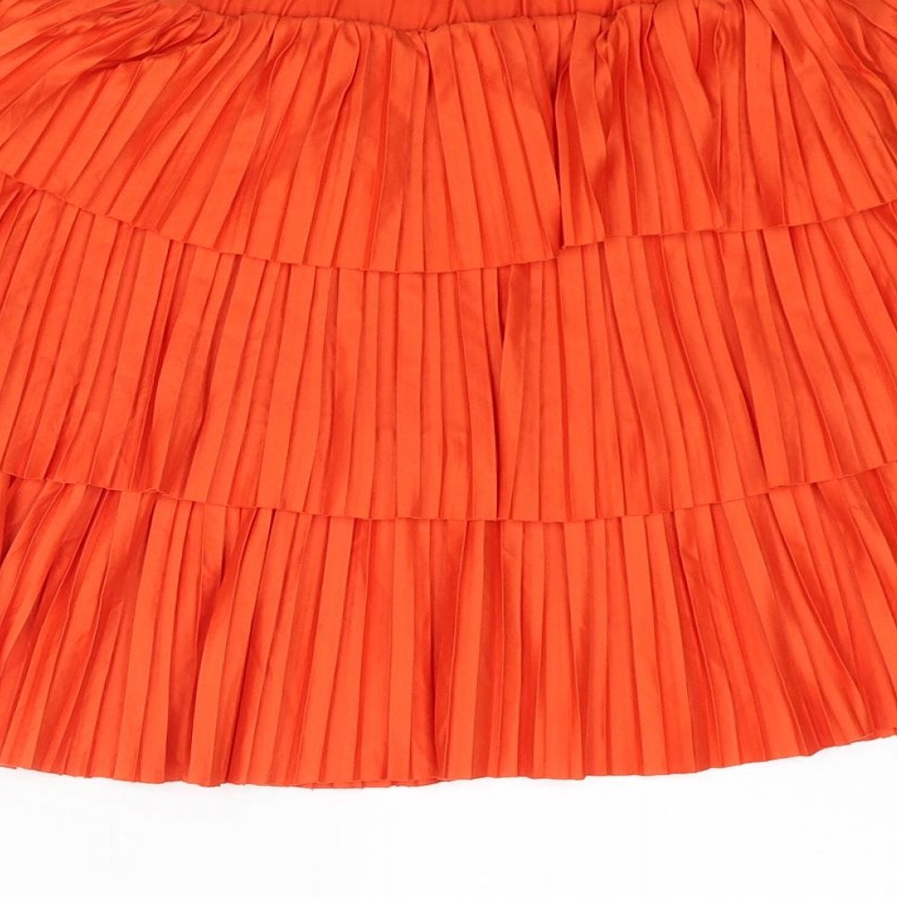 Zara Womens Red Polyester Mini Skirt Size M - Layered Pleat