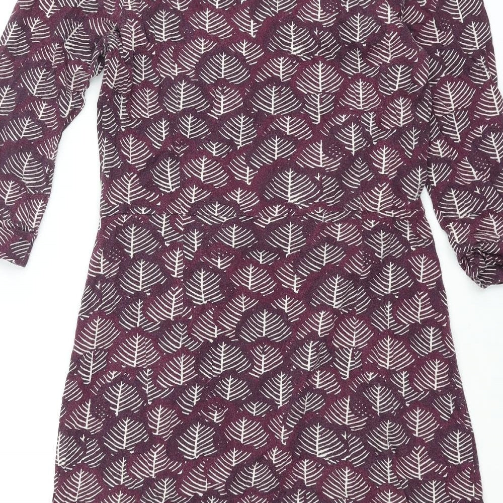 Whtie Stuff Womens Pink Geometric Cotton Shift Size 12 Round Neck Button